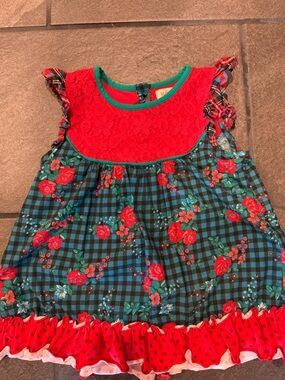 Matilda Jane Red & Green Floral Plaid Girls Top